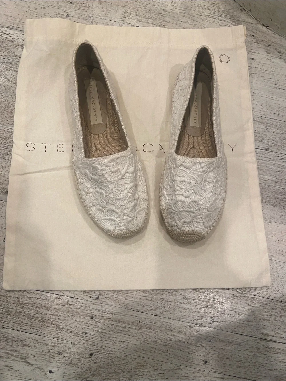 Stella McCartney Lace Espadrille Flats size 38 1st pic is stock PHOTO No box